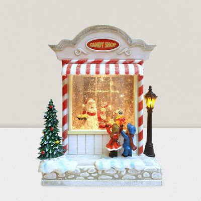 Autres décorations de Noël - Scène Boutique de Confiseries LED de Noël – Père Noël & Enfants (LED Blanc Chaud & Musique) – Option DC - BLUE STAR B.V.