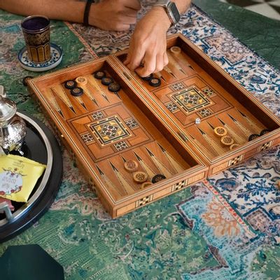 Gifts - Lemon Tree Backgammon & Chess Small Set - MAISON ROSHI - LUXURY ENTERTAINMENT CABINETS