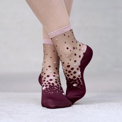 Gifts - NakaMeguro Bordeaux 36-38 : polka-dot transparent socks - ATELIER ST EUSTACHE