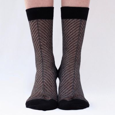 Cadeaux - Sapin Argentée 36-38 : chaussettes transparentes paillettées - ATELIER ST EUSTACHE