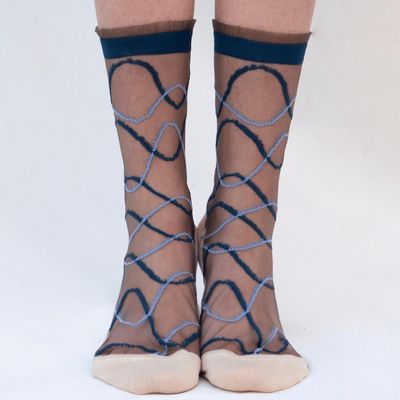 Gifts - Riflessi Bleue 36-38 : curved-line transparent socks - ATELIER ST EUSTACHE