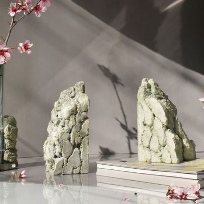 Sculptures, statuettes and miniatures - Catharsis Bookends – Set of Two Stone Sculptures, Sage Green - COKI