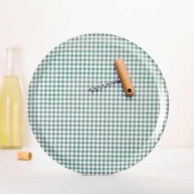 Accessoires pour le vin - Plateau de service rond en bois - Tire bouchon en trompe-l'œil 38 cm - MONBOPLATO