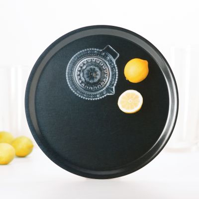 Plateaux - Plateau de service rond en bois - Citrons en trompe-l'œil 38 cm - MONBOPLATO