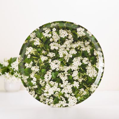 Plateaux - Plateau de service rond en bois - Fleurs de printemps 38 cm - MONBOPLATO