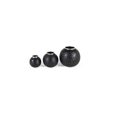 Vases - Ensemble de trois vases en métal gris foncé - GINER Y COLOMER
