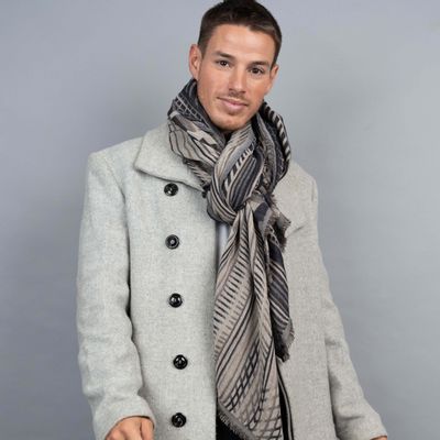 Foulards et écharpes - CHARLEMAGNE blueberry wool scarf - MONSIEUR CHARLI