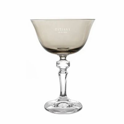Verres - Kalatina verres à champagne en cristal Mokka avec gravure - 6 pièces 180 ml - PEKALLA CRISTAL GLASS