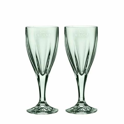 Cristallerie - MalachitVerres à vin en cristal avec gravure de prénoms - 2 pièces 220 ml - PEKALLA CRISTAL GLASS