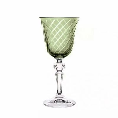 Glass - Gratia Olive Crystal Wine Glasses - 6 Pieces 170ml - PEKALLA CRISTAL GLASS