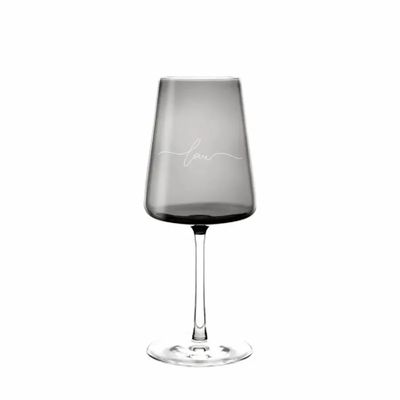 Verres - Vida Verre à vin coloré Gris avec gravure LOVE - 1 pièce 400 ml - PEKALLA CRISTAL GLASS