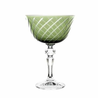 Glass - Gratia Olive Crystal Champagne Glasses - 6 Pieces 180ml - PEKALLA CRISTAL GLASS