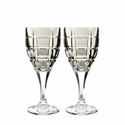 Cristallerie - Vaso II Verres à vin en cristal modernes Mokka avec les initiales - 2 pièces 300 ml - PEKALLA CRISTAL GLASS