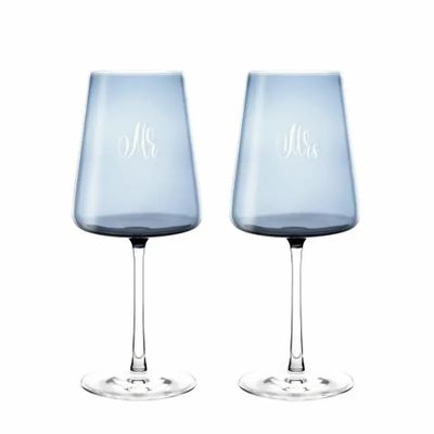 Verres - Vida Verres à vin colorés Mist avec gravure - 2 pièces 400 ml - PEKALLA CRISTAL GLASS