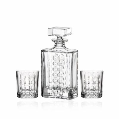 Crystal ware - Aria Decanter + Crystal Whiskey Glasses Set - 2 pieces - PEKALLA CRISTAL GLASS