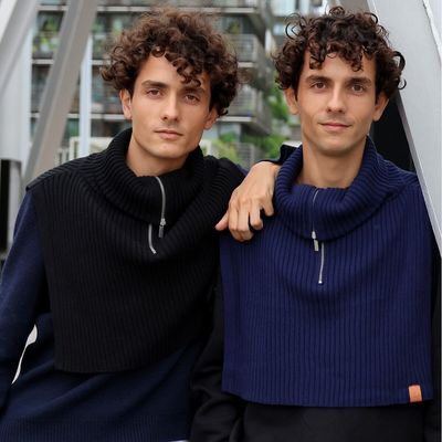 Scarves - JAVIER navy cotton trucker collar - MONSIEUR CHARLI
