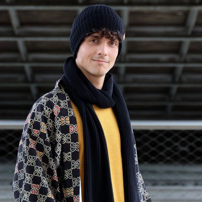 Scarves - JUAN & JULIO black cotton scarf and hat duo - MONSIEUR CHARLI