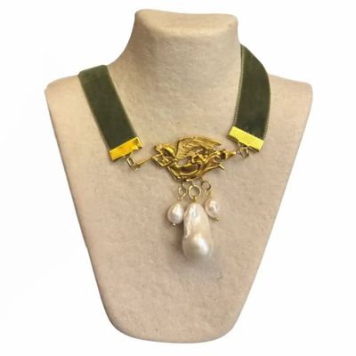Bijoux - Choker Angel Barocco - velours vert - FASCINATO