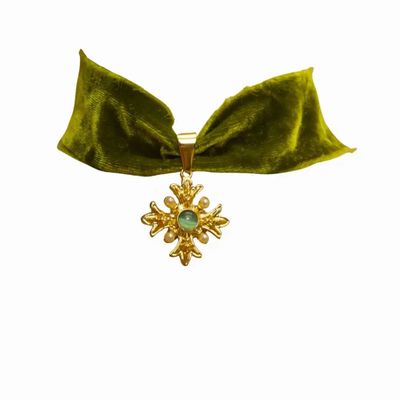 Bijoux - Choker Velours de soie vert - Aliénor - FASCINATO