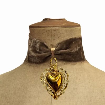 Jewelry - Choker Brown Silk Velvet - Romeo XL - FASCINATO