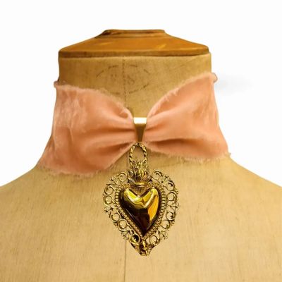 Bijoux - Choker Velours de soie rose - Roméo XL - FASCINATO