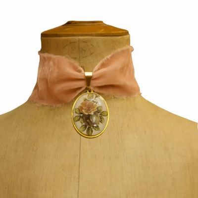 Bijoux - Choker Velours de soie - Saxe - FASCINATO