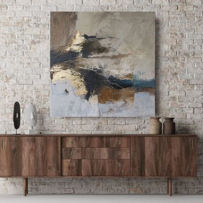 Office design and planning - « Flight » Series of handmade textured abstract paintings - MATISS ART STUDIO