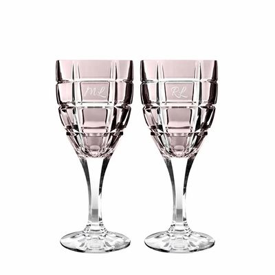Cristallerie - Vaso II Verres à vin en cristal modernes Slate avec les initiales - 2 pièces 300 ml - PEKALLA CRISTAL GLASS
