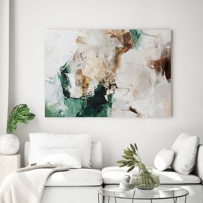 Office design and planning - « Green Avalanche» Series of handmade textured abstract paintings - MATISS ART STUDIO