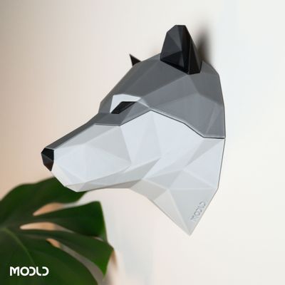 Objets design - The Howler – Trophée mural loup en low-poly imprimé en 3D - MODLD