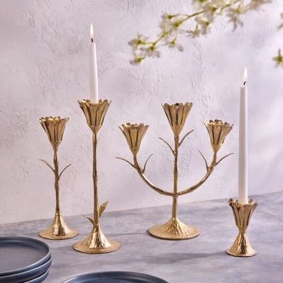 Decorative objects - Gold Floral Candleholders - BE HOME