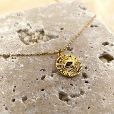 Bijoux - Collier Red Eye - Plaqué or - FASCINATO
