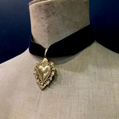 Bijoux - Choker Roméo - Velours bleu marine - FASCINATO