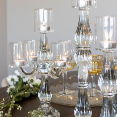 Objets de décoration - Chandelier 5 feux transparent h35cm - AULICA PROM ORF DIFFUSION
