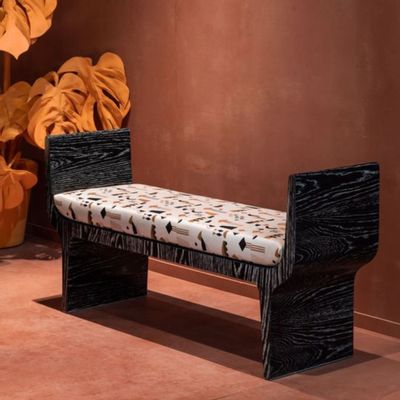 Bancs - Copacabana Banc en Placage de Chêne Cérusé Noir - DUISTT