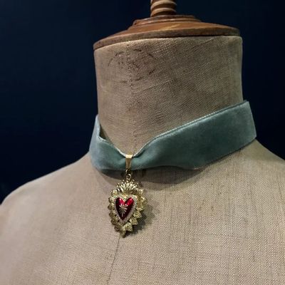 Jewelry - Necklace Tybalt - Choker in green velvet - FASCINATO