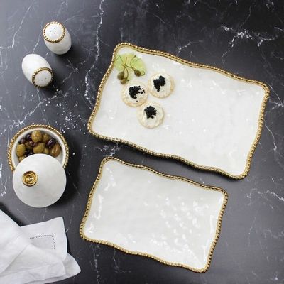 Plats et saladiers - PB - Small Platter - 27,9x19,1x2,5cm - GOLDEN SALERNO - PAMPA BAY