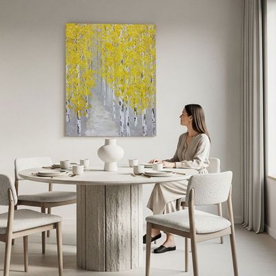 Paintings - Esther — Golden Foliage in a Birch Forest, Original, 65×80 cm - TREEVILLAGE