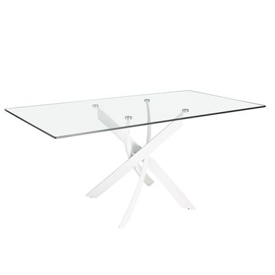 Dining Tables - Rectangular tempered glass and white steel dining table - ANGEL CERDÁ