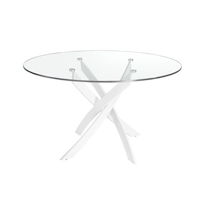 Dining Tables - Round tempered glass and white steel dining table - ANGEL CERDÁ