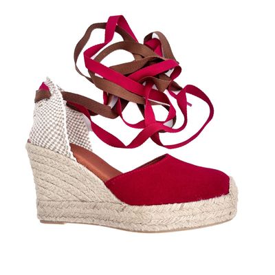 Shoes - Custom Red Suede Wedge Espadrilles – LYDIA Model - ATELIER COSTÀ