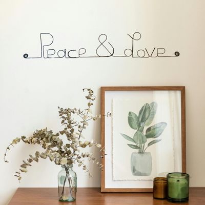 Other wall decoration - Wire Wall Decoration\" Peace & Love\ "” - to pin - BIJOUX DE MUR