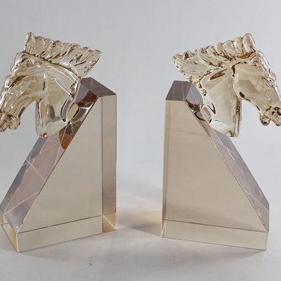 Decorative objects - AMBER CRYSTAL HORSE HEAD BOOKENDS - FANCY