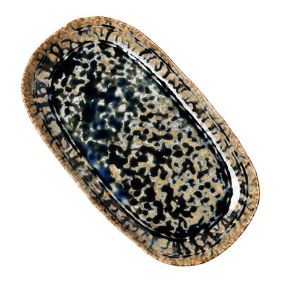 Platter and bowls - Oval blue plate Intense - CHEHOMA
