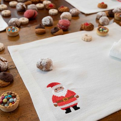 Linge de table textile - UNI – 6 sets de table brodés en pur lin - NORA V