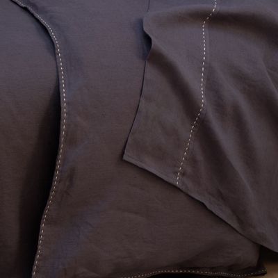 Linge de lit - ENSEMBLE VENERE – Ensemble de lit en pur lin lavé brodé à la main - NORA V