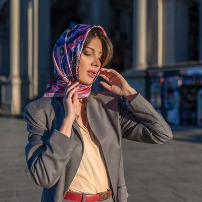 Scarves - Silk Scarf Burst of Joy 90X90 CM - RALUFINEART