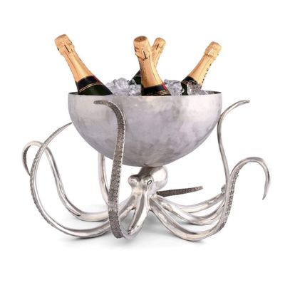 Plats et saladiers - Octopus Pewter Steel Ice Tub Punchbowl - VAGABOND HOUSE