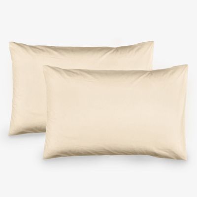 Linge de lit - Ensemble de 2 taies d'oreiller en coton, 50 x 70 cm, écru - DILIOS