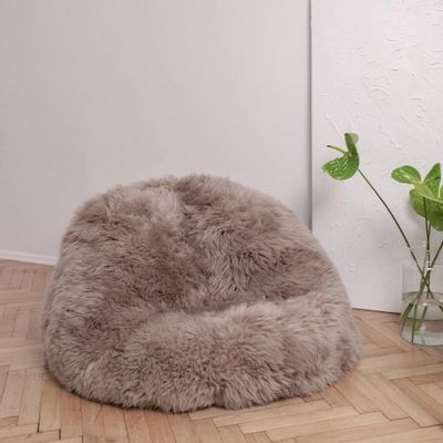Ottomans - Natural Sheepskin Beanbag - Greige - MELLOW CONCEPT STORE